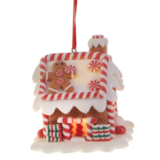 Raz 3.25" LED Lighted Claydough Gingerbread House Christmas Ornament 3815534 - Image 4
