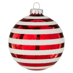 Raz 4" Red And White Striped Glass Christmas Ornaments 4120871 -The Jelly Christmas Shop apithfbyx 24383.1646091989