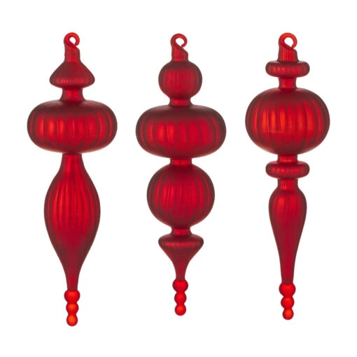 Raz 9.5" Large Red Finial Glass Christmas Ornament 4124579 - Image 2