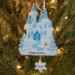 Blue And White Ice Castle Personalized Christmas Ornament OR1462 -The Jelly Christmas Shop apitnglbh 38125.1646091962