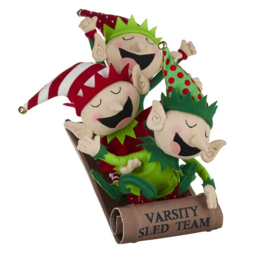 Raz 16" Elf Varsity Sled Team Christmas Figure 4116347 - Image 2