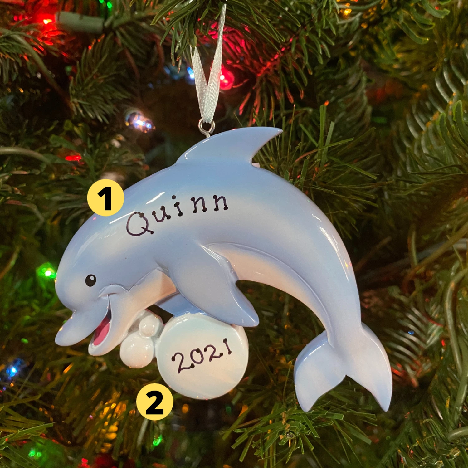 Dolphin Personalized Christmas Ornament OR1851-D 3 Dolphin Personalized Christmas Ornament OR1851-D