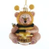 Kurt Adler 4.25" Noble Gems Bee Honey Bear Glass Christmas Ornament NBX0020 -The Jelly Christmas Shop apiukii5o 67384.1646091880