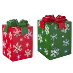 Raz 14.25" Or 21" Lighted LED Red Or Green Present Christmas Decorations -The Jelly Christmas Shop apiwftuce 13133.1646091893