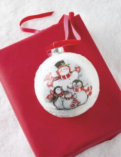 Raz 5" Winter Friends Glass Ball Christmas Ornament 4124550