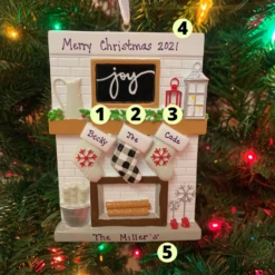 5" Fireplace Mantle Stocking Family Of 3 Personalized Christmas Ornament OR2030-3