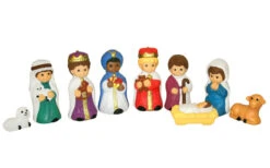 9pc Christmas Blow Mold Child Nativity Set C4660