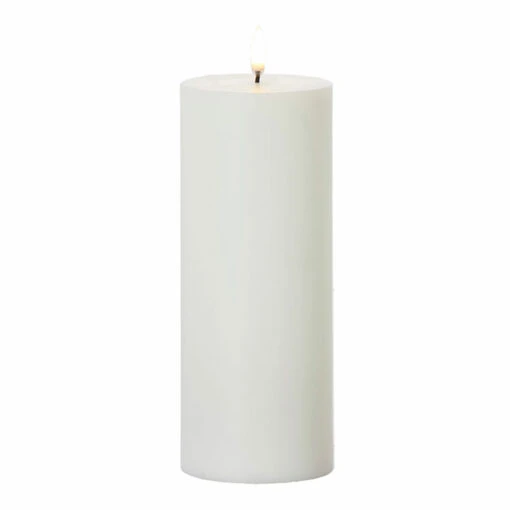 Uyuni 3" X 5", 7" Or 9" Flat Top Moving Flame White Unscented Pillar Battery Candle - Image 4