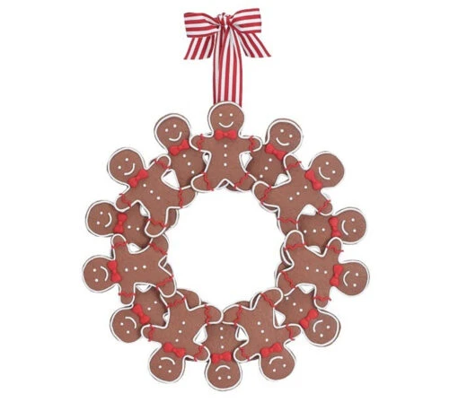 18" Claydough Gingerbread Cookie Christmas Wreath 9742089