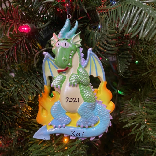 Rainbow Dragon Personalized Christmas Ornament OR962 - Image 2