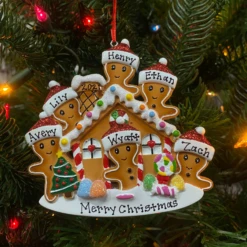 Gingerbread House Family Of 6 Personalized Christmas Ornament OR1872-6 -The Jelly Christmas Shop apizfqgxq 90617.1646091885