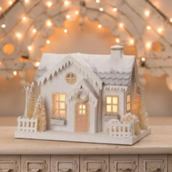 Bethany Lowe Metallic Gold, White, And Silver Glittered Christmas Buildings -The Jelly Christmas Shop lc1567 72815.1675099903