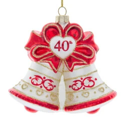 Kurt Adler 4.5" Noble Gems "40th Anniversary" Bell Glass Christmas Ornament NBX0106