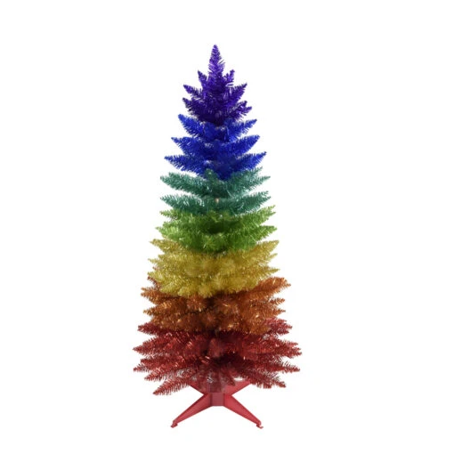 Kurt Adler 3' Or 4' Un-Lit Rainbow Foil Artificial Christmas Tree - Image 3