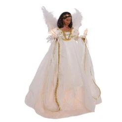 Kurt Adler 12" UL 10-Light African American Ivory And Gold Christmas Tree Topper UL2230 -The Jelly Christmas Shop ul2230 01 65082.1678392721