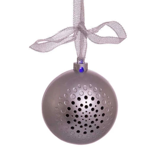 Kurt Adler 70MM Bluetooth Musical Silver Ball Christmas Ornament USB1300 - Image 2