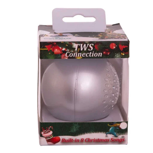 Kurt Adler 70MM Bluetooth Musical Silver Ball Christmas Ornament USB1300